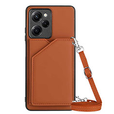 Soft Luxury Leather Snap On Case Cover YB3 for Xiaomi Poco X5 Pro 5G Brown