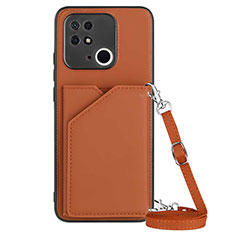 Soft Luxury Leather Snap On Case Cover YB3 for Xiaomi Redmi 10 India Brown