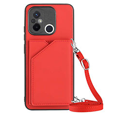 Soft Luxury Leather Snap On Case Cover YB3 for Xiaomi Redmi 12C 4G Red