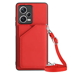 Soft Luxury Leather Snap On Case Cover YB3 for Xiaomi Redmi Note 12 5G Red