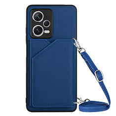 Soft Luxury Leather Snap On Case Cover YB3 for Xiaomi Redmi Note 12 Explorer Blue