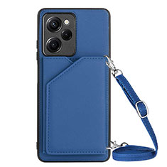Soft Luxury Leather Snap On Case Cover YB3 for Xiaomi Redmi Note 12 Pro Speed 5G Blue