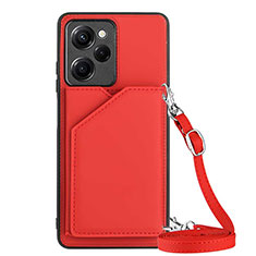 Soft Luxury Leather Snap On Case Cover YB3 for Xiaomi Redmi Note 12 Pro Speed 5G Red