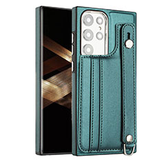 Soft Luxury Leather Snap On Case Cover YB4 for Samsung Galaxy S25 Ultra 5G Green