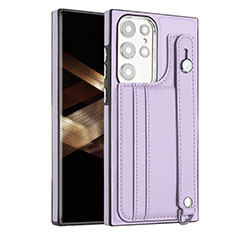 Soft Luxury Leather Snap On Case Cover YB4 for Samsung Galaxy S25 Ultra 5G Purple