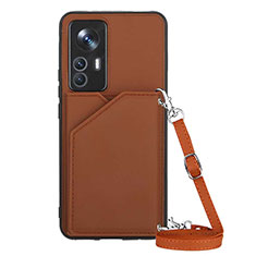 Soft Luxury Leather Snap On Case Cover YB4 for Xiaomi Redmi K50 Ultra 5G Brown