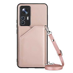 Soft Luxury Leather Snap On Case Cover YB4 for Xiaomi Redmi K50 Ultra 5G Rose Gold