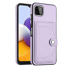 Soft Luxury Leather Snap On Case Cover YB5 for Samsung Galaxy A22 5G Purple