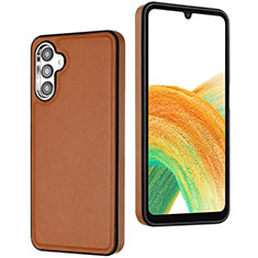 Soft Luxury Leather Snap On Case Cover YB6 for Samsung Galaxy A34 5G Brown