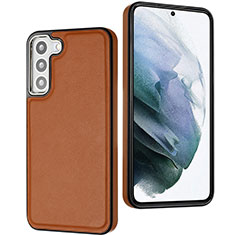 Soft Luxury Leather Snap On Case Cover YB6 for Samsung Galaxy S22 5G Brown