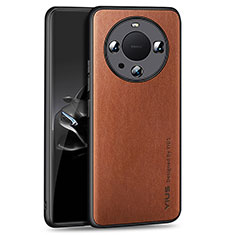 Soft Luxury Leather Snap On Case Cover YM1 for Huawei Mate 60 Brown