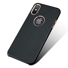 Soft Luxury Leather Snap On Case L04 for Apple iPhone Xs Black