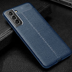 Soft Silicone Gel Leather Snap On Case Cover A01 for Samsung Galaxy S21 5G Blue