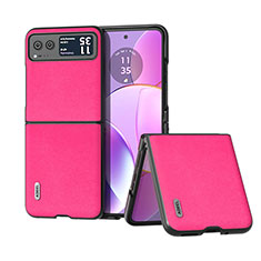 Soft Silicone Gel Leather Snap On Case Cover B02H for Motorola Moto Razr 40 5G Hot Pink