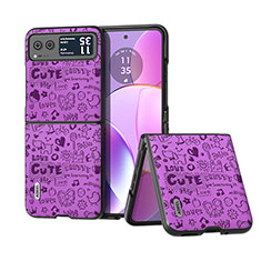 Soft Silicone Gel Leather Snap On Case Cover B03H for Motorola Moto Razr 40 5G Purple