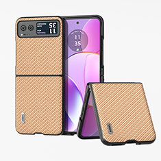 Soft Silicone Gel Leather Snap On Case Cover B04H for Motorola Moto Razr 40 5G Khaki