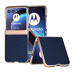 Soft Silicone Gel Leather Snap On Case Cover B04H for Motorola Moto Razr 40 Ultra 5G Blue