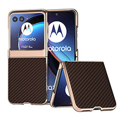 Soft Silicone Gel Leather Snap On Case Cover B04H for Motorola Moto Razr 40 Ultra 5G Brown