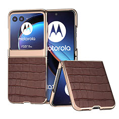 Soft Silicone Gel Leather Snap On Case Cover B08H for Motorola Moto Razr 40 Ultra 5G Brown