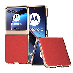 Soft Silicone Gel Leather Snap On Case Cover B09H for Motorola Moto Razr 40 Ultra 5G Red