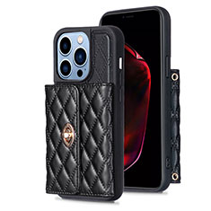 Soft Silicone Gel Leather Snap On Case Cover BF1 for Apple iPhone 14 Pro Max Black