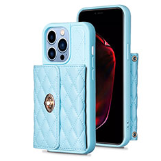 Soft Silicone Gel Leather Snap On Case Cover BF1 for Apple iPhone 14 Pro Max Blue