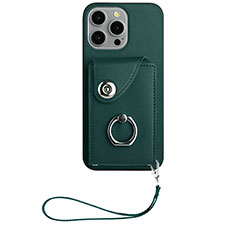 Soft Silicone Gel Leather Snap On Case Cover BF1 for Apple iPhone 15 Pro Max Midnight Green