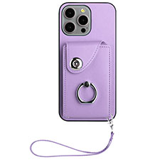 Soft Silicone Gel Leather Snap On Case Cover BF1 for Apple iPhone 15 Pro Max Purple