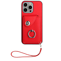 Soft Silicone Gel Leather Snap On Case Cover BF1 for Apple iPhone 15 Pro Red