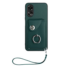 Soft Silicone Gel Leather Snap On Case Cover BF1 for Oppo A18 Green