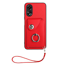 Soft Silicone Gel Leather Snap On Case Cover BF1 for Oppo A18 Red