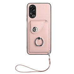 Soft Silicone Gel Leather Snap On Case Cover BF1 for Oppo A18 Rose Gold