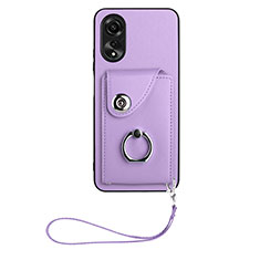 Soft Silicone Gel Leather Snap On Case Cover BF1 for Oppo A58 5G Purple
