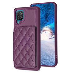Soft Silicone Gel Leather Snap On Case Cover BF1 for Samsung Galaxy A12 5G Purple