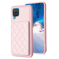 Soft Silicone Gel Leather Snap On Case Cover BF1 for Samsung Galaxy A12 5G Rose Gold