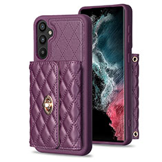 Soft Silicone Gel Leather Snap On Case Cover BF1 for Samsung Galaxy A34 5G Purple