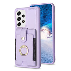 Soft Silicone Gel Leather Snap On Case Cover BF1 for Samsung Galaxy A53 5G Clove Purple