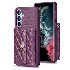 Soft Silicone Gel Leather Snap On Case Cover BF1 for Samsung Galaxy A54 5G Purple