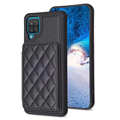 Soft Silicone Gel Leather Snap On Case Cover BF1 for Samsung Galaxy M12 Black