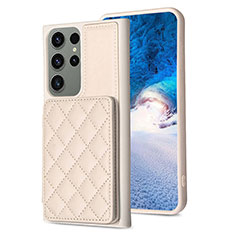 Soft Silicone Gel Leather Snap On Case Cover BF1 for Samsung Galaxy S21 FE 5G Khaki