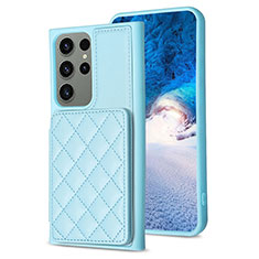 Soft Silicone Gel Leather Snap On Case Cover BF1 for Samsung Galaxy S21 FE 5G Mint Blue