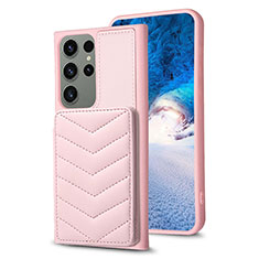 Soft Silicone Gel Leather Snap On Case Cover BF1 for Samsung Galaxy S22 Ultra 5G Rose Gold