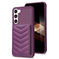 Soft Silicone Gel Leather Snap On Case Cover BF1 for Samsung Galaxy S24 5G Purple