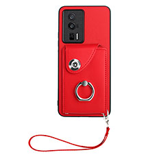 Soft Silicone Gel Leather Snap On Case Cover BF1 for Xiaomi Poco F5 Pro 5G Red