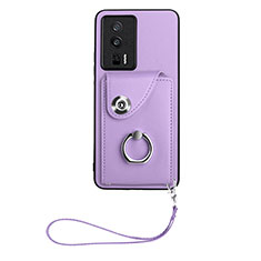 Soft Silicone Gel Leather Snap On Case Cover BF1 for Xiaomi Redmi K60 5G Purple