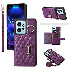 Soft Silicone Gel Leather Snap On Case Cover BF1 for Xiaomi Redmi Note 12 4G Purple