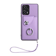 Soft Silicone Gel Leather Snap On Case Cover BF1 for Xiaomi Redmi Note 12 Turbo 5G Purple