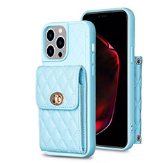 Soft Silicone Gel Leather Snap On Case Cover BF2 for Apple iPhone 14 Pro Blue