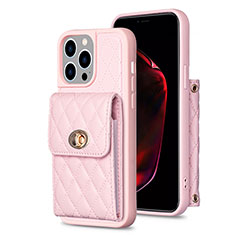 Soft Silicone Gel Leather Snap On Case Cover BF2 for Apple iPhone 14 Pro Rose Gold