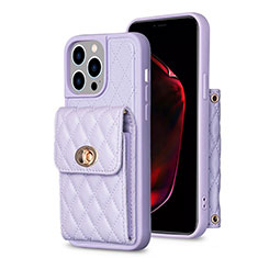 Soft Silicone Gel Leather Snap On Case Cover BF2 for Apple iPhone 15 Pro Max Clove Purple